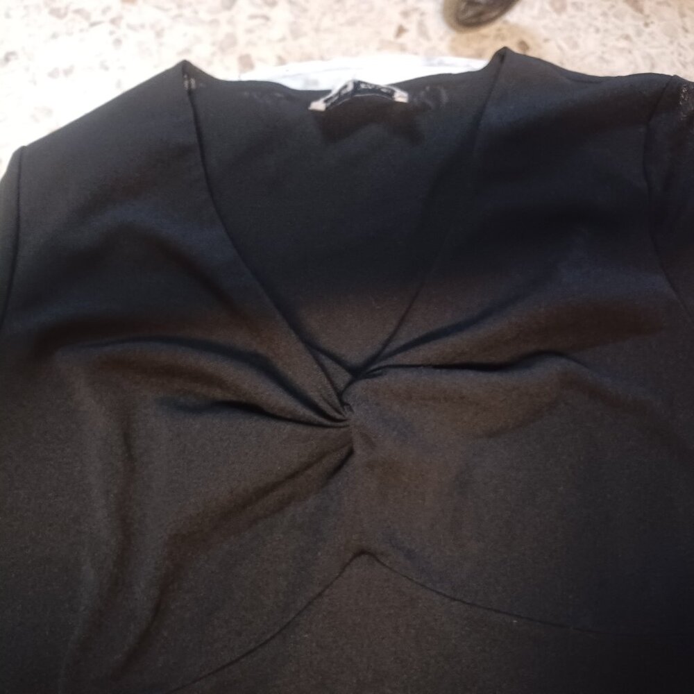 Rena Rowan Women's Short Sleeve Pull-On Blouse SZ M Black - Picture 2 of 4